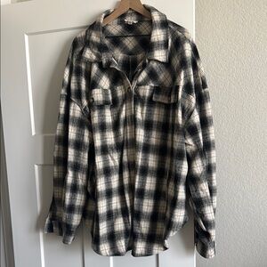 Black and White Plaid Boyfriend Flannel